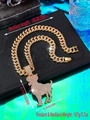 Gold-tone iced out cuban link chain necklace with detailed Capricorn goat pendant - Aries / Pendant Only / Gold