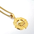 Gold Viking Valknut pendant necklace with Nordic rune sunburst and box chain for unisex - Viking Symbol Gold (Pendant Only (Without Chain)) / Pendant Only
