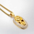 Hip hop style gold plated Pharaoh pendant necklace with iced out crystals and box chain - Pharaoh Gold Pendant Only (Without Chain)