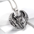 Collana con ciondolo mietitore gotico con ali e falce su catena in acciaio - Ciondolo Mietitore Argento Solo (Senza Catena)