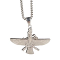 Halskette mit Faravahar-Anhänger aus silbernem Edelstahl für Herren und Damen mit Flügeldetails - Nur silberner Anhänger