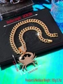 Golden hip hop Cuban chain with large crab pendant featuring iced out rhinestones inlay - Cancer / Pendant Only / Gold