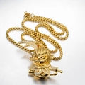Hip hop gold plated monkey pendant necklace with pavé crystal zircon and box chain for unisex - Pendant Only (No Chain) / Gold