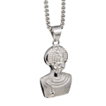 Hip hop silver stainless steel Pharaoh pendant necklace with white crystals for men and women - Pendant Only (Without Chain)