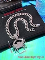 Silver iced out crab pendant cuban link chain necklace for men and women, 20 inch length - Cancer / Pendant Only / Silver
