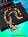 Hip hop gold Cuban chain necklace with iced out Capricorn pendant and white zircon stones - Capricorn / Pendant Only / Gold