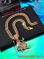 Gold-plated iced out Cuban link necklace with large lion pendant and sparkling rhinestones - Leo / Pendant Only / Gold