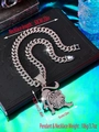 Iced-out tiger pendant with 50cm cuban chain, hip-hop style with white rhinestones - Leo / Pendant Only / Silver