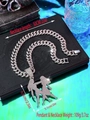 Hip hop silver cuban chain necklace with iced out twin figure pendant for men and women - Gemini / Pendant Only / Silver