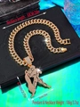 Gold plated hip hop necklace with iced out rhinestone pendant on cuban link chain - Aquarius / Pendant Only / Gold