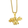 Hip hop angel devil turtle pendant necklace in gold finish with stainless steel chain - Angel Pendant Only (Without Chain)