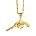 Polished gold stainless steel revolver pistol pendant necklace for men and women - Pendant Only (Without Chain)