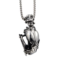 Punk dinosaurus schedel hanger ketting van zilverkleurig roestvrij staal met O-schakel - Alleen Hanger (Zonder Ketting)