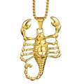 Hip hop gold scorpion pendant necklace with skull design on box chain for men and women - Scorpion Pendant Style 1 Gold Only (Without Chain)