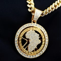 Collana con ciondolo mappa dell'Africa dorata con strass e catena cubana classica - Oro (Collana + Pendaglio)