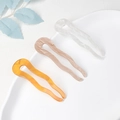 Three-piece U-shaped acetate wavy hair pins in marble white, nude pink, and amber - Mixed Colors / Caramel Khaki And Ivory White
