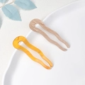 U-shaped wavy hair pin set in amber and beige acetate for elegant bun styling - Two-tone Combination / Caramel And Khaki