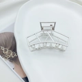 Pinza per capelli minimalista in metallo argento con design geometrico vuoto e lucido - Argento Opaco