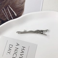 Moderna molletta per capelli ondulata argento con perla bianca decorativa da donna - Argento