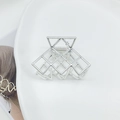 Pinza per capelli geometrica minimalista traforata in finitura argento lucido - Argento Opaco