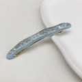 Pinza para el pelo de acetato azul con purpurina iridiscente y diseño ondulado - Azul Cielo