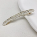Pasador de acetato blanco translúcido con purpurina irisada y base de metal dorado - Transparente