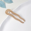 U-shaped wavy acetate hair pin in cream marble finish for hair bun styling - Khaki