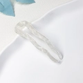 Elegant white marble pattern U-shaped acetate hair pin with wave design for hair styling - Ivory