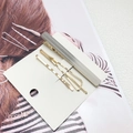 Set de 3 pinzas para el cabello minimalistas con clip gris mate y horquillas doradas - Gris Degradado Beige