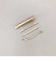 Set molletta per capelli in resina rosa marmo con tre forcine dorate su pelle grigia - Rosa Viola