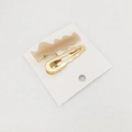 Set elegante de 2 pinzas para el cabello con ondas de acrílico beige y metal dorado - Albaricoque