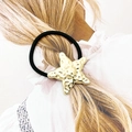 Elegant gold starfish hair tie with textured alloy finish and black high-elastic rope - Gold