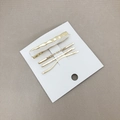Elegante set di 4 fermagli per capelli con barretta in resina crema e forcine dorate - Bianco Sporco