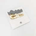 Set de pinzas para el pelo con pasador gris mate y pasador de metal dorado ondulado - Gris