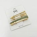 Set di 4 fermagli per capelli con forcine dorate e una clip ondulata verde erba opaca - Verde matcha