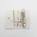 Set of four minimalist metal hair clips in gold and silver finish on white card - Slate Gray