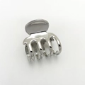 Close-up of a square silver metal hair claw clip with a polished finish and multi-tooth design - Silver