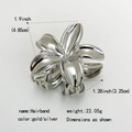 Elegant silver metal flower claw clip hair accessory with high-shine mirror finish for women - 5cm / Small Silver