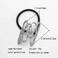 Dettaglio dell'elastico per capelli argento con misure di 5,2cm e peso di 14g indicati - Argento Cavo (518-1)
