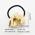 Elegante elastico per capelli con ciondolo in lega dorata a onde su fascia nera - Oro (528)