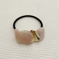 Elastic hair scrunchie with pink resin pieces and gold metal accent in a sweet style - Pink (540)