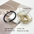Barrette nœud géométrique en métal doré avec élastique noir à haute élasticité - Style Noué Doré (533-4)