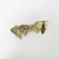 Polished gold metal double layered bow hair clip with vertical textured stripes - Ribbon Bowknot Style (481-Leaf Gold)