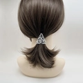 Fermaglio per capelli a triangolo argento stile nodo celtico per coda di cavallo - Elastico per capelli / Argento Opaco