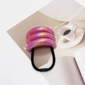 Detail of pink iridescent U-shaped accessory with high-elastic black rubber hair band - Iridescent Champagne