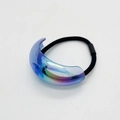 Detail of UV iridescent acrylic hair tie with rainbow laser effect on a black elastic band - Iridescent Blue Purple (6)