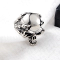 Polished silver skull ring with gothic claw design for men in punk hip hop style - US 12 / Dragon Claw Skull Ring