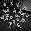 Iced-out bubble initial pendant necklace with shiny rhinestones in silver finish - Letter A / Silver