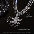 Collana hip hop argento con ciondolo NO MONEY NO FRIEND e grossa catena cubana - 50cm+50cm / Argento