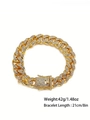 Bracciale Cuban link dorato stile hip hop con strass brillanti, lungo 21 cm - Bracciale Oro / 21cm